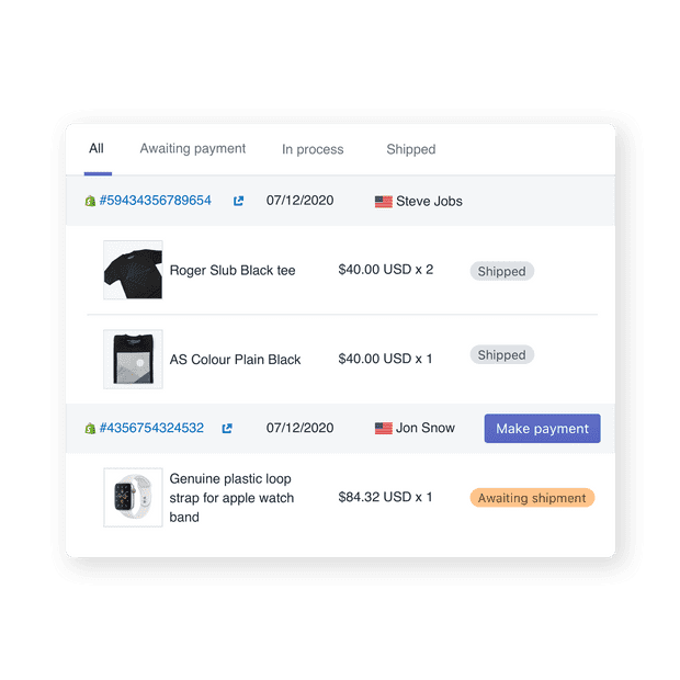 Order management for dropshipping